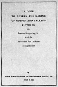 The cover of the Motion Picture Production Code, adopted by the MPDA in 1930. 