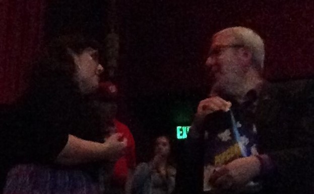 Christina Rice thanking Leonard Maltin for the kind review of her book.