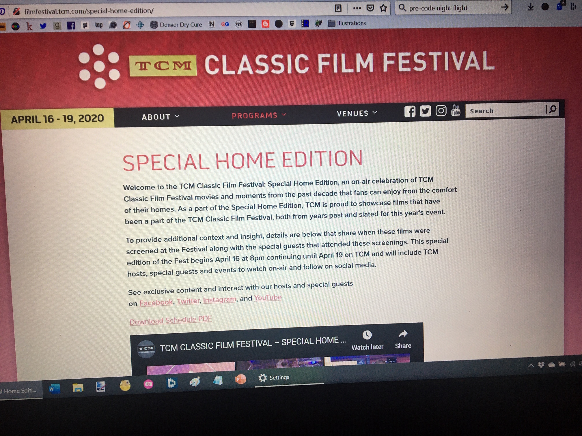Pre-TCMFF 2020: “I live now in a world of ghosts, a prisoner in my dreams.”